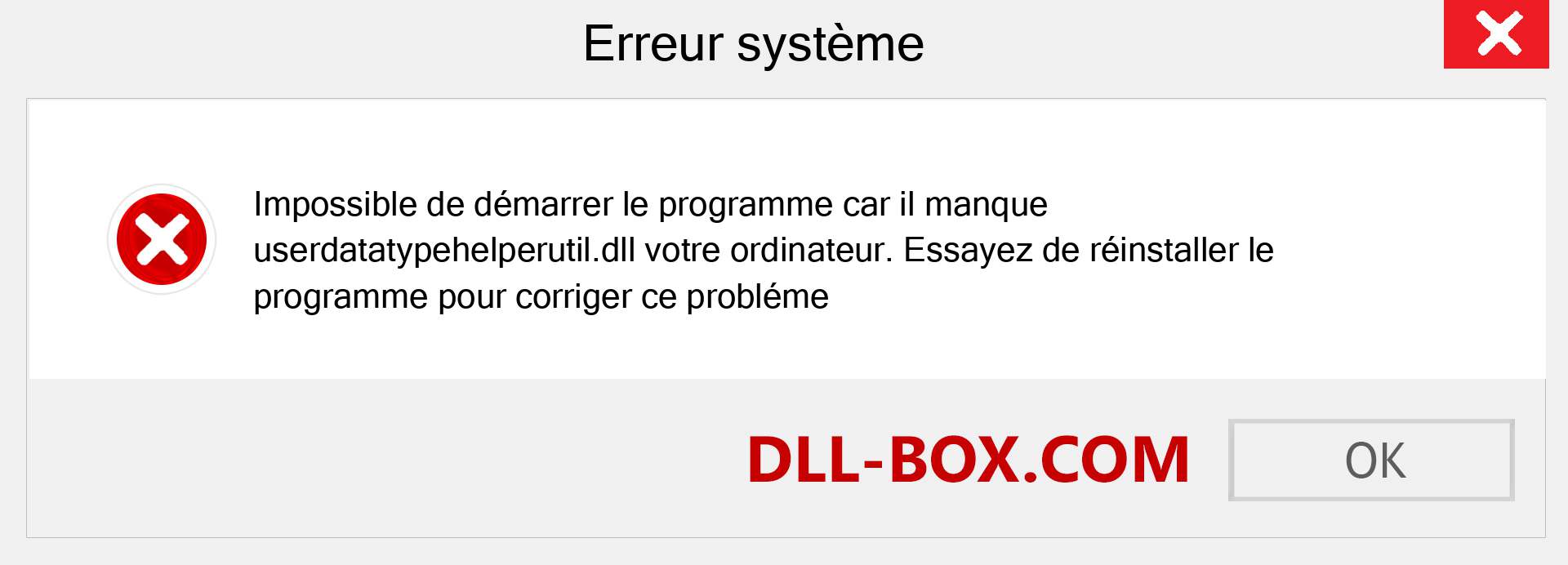 Le fichier userdatatypehelperutil.dll est manquant ?. Télécharger pour Windows 7, 8, 10 - Correction de l'erreur manquante userdatatypehelperutil dll sur Windows, photos, images